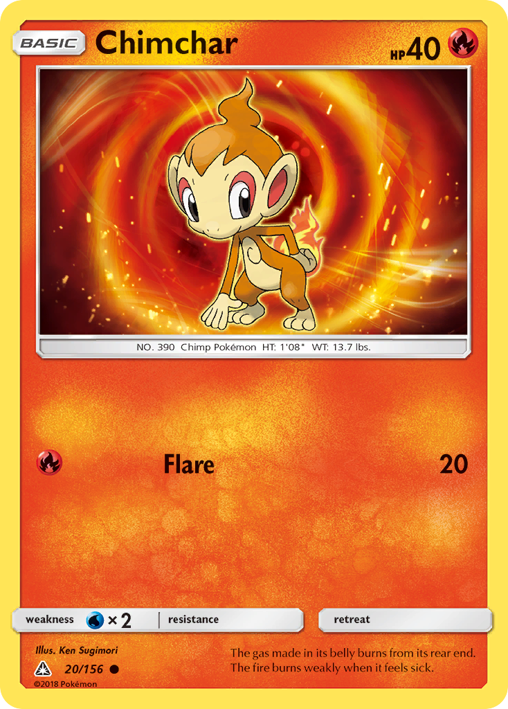 Chimchar (20/156) [Sun & Moon: Ultra Prism] | Card Merchant Takapuna