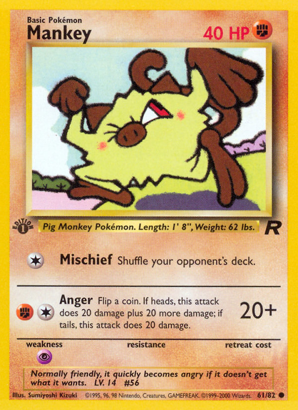 Mankey (61/82) [Team Rocket 1st Edition] | Card Merchant Takapuna