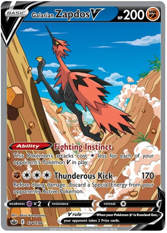 Galarian Zapdos V (174/198) [Sword & Shield: Chilling Reign] | Card Merchant Takapuna