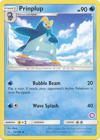 Prinplup (33/156) (Deck Exclusive #13) [Sun & Moon: Trainer Kit - Alolan Sandslash] | Card Merchant Takapuna