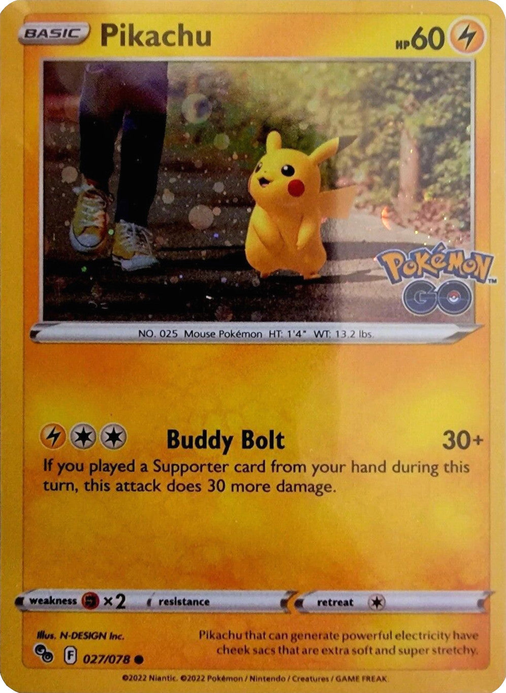 Pikachu (027/078) (Cosmos Holo) [Pokémon GO] | Card Merchant Takapuna