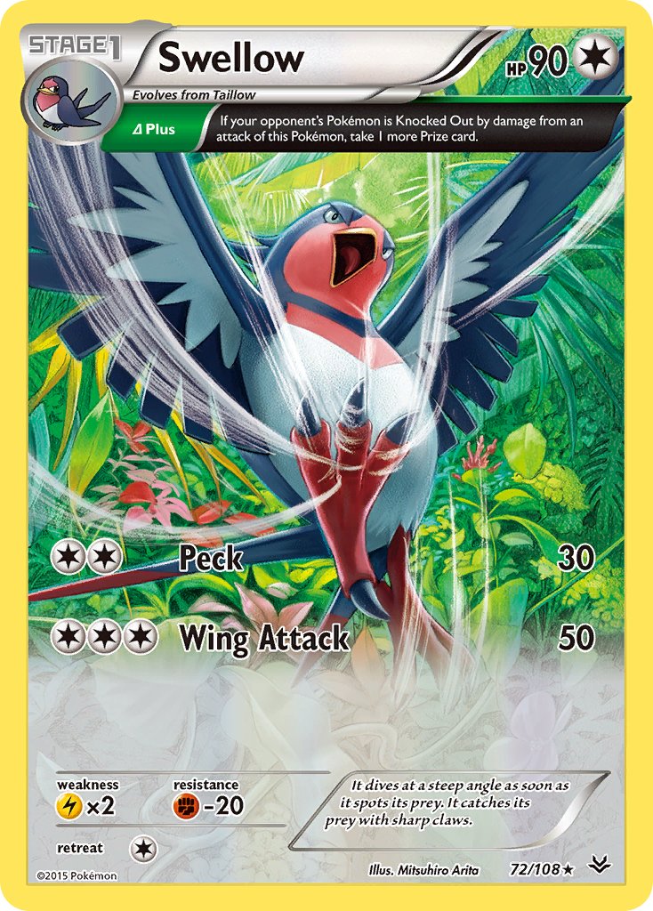 Swellow (72/108) (Theme Deck Exclusive) [XY: Roaring Skies] | Card Merchant Takapuna