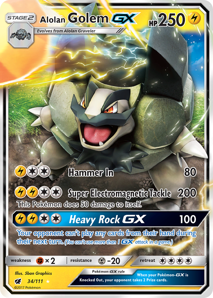 Alolan Golem GX (34/111) [Sun & Moon: Crimson Invasion] | Card Merchant Takapuna