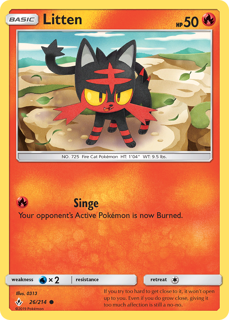 Litten (26/214) [Sun & Moon: Unbroken Bonds] | Card Merchant Takapuna