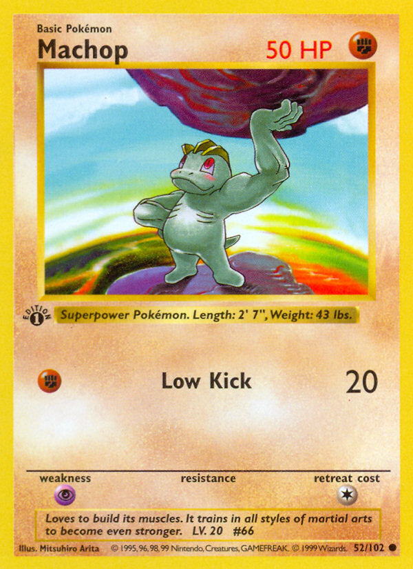 Machop (52/102) (Shadowless) [Base Set 1st Edition] | Card Merchant Takapuna