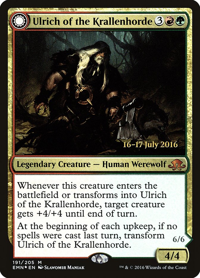 Ulrich of the Krallenhorde // Ulrich, Uncontested Alpha [Eldritch Moon Prerelease Promos] | Card Merchant Takapuna