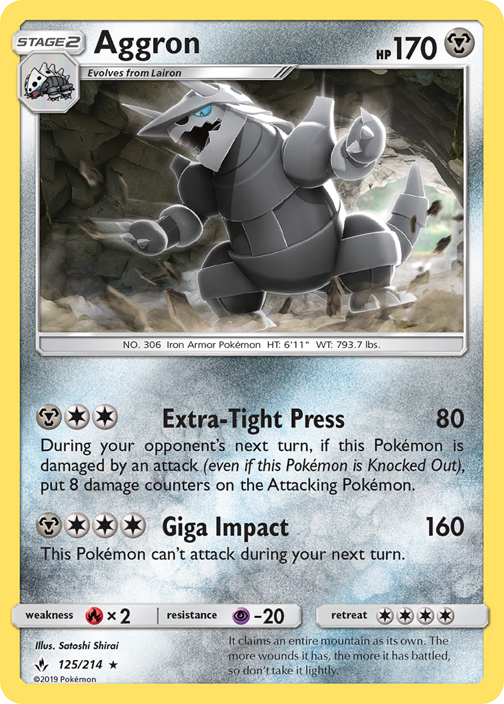 Aggron (125/214) [Sun & Moon: Unbroken Bonds] | Card Merchant Takapuna