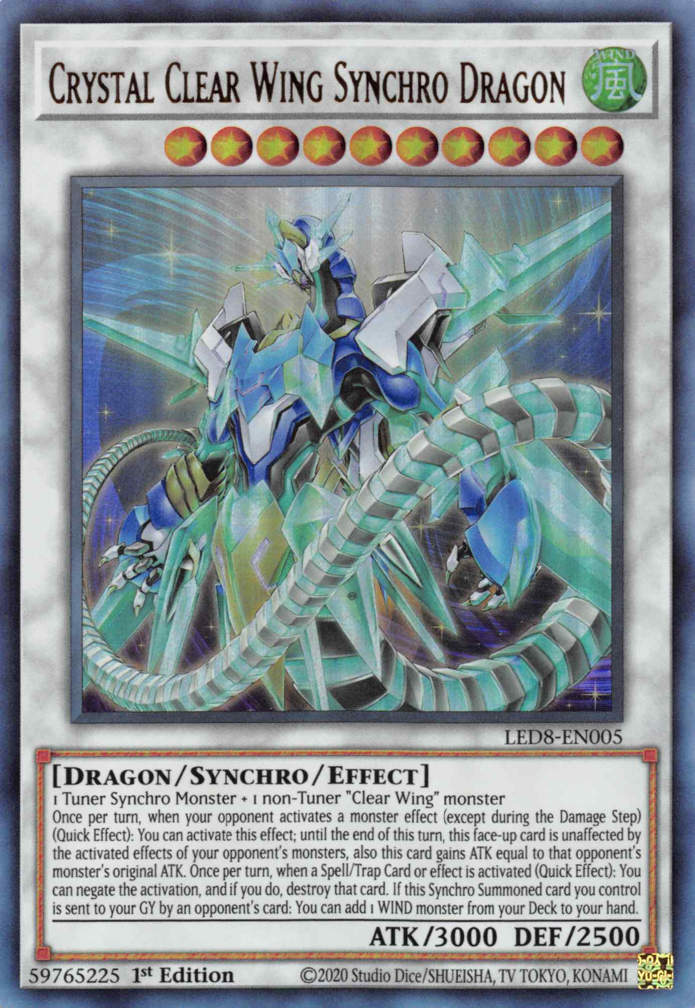 Crystal Clear Wing Synchro Dragon [LED8-EN005] Ultra Rare | Card Merchant Takapuna