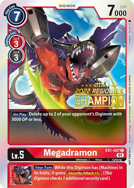 Megadramon [EX1-007] (2022 Championship Online Regional) (Online Champion) [Classic Collection Promos] | Card Merchant Takapuna