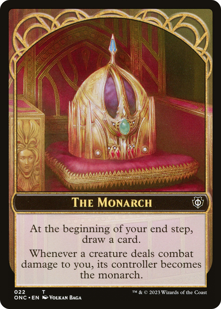 The Monarch // Golem Double-Sided Token [Phyrexia: All Will Be One Commander Tokens] | Card Merchant Takapuna