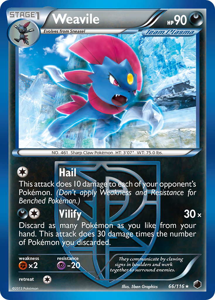 Weavile (66/116) [Black & White: Plasma Freeze] | Card Merchant Takapuna