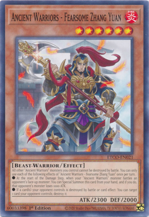 Ancient Warriors - Fearsome Zhang Yuan [ETCO-EN021] Common | Card Merchant Takapuna