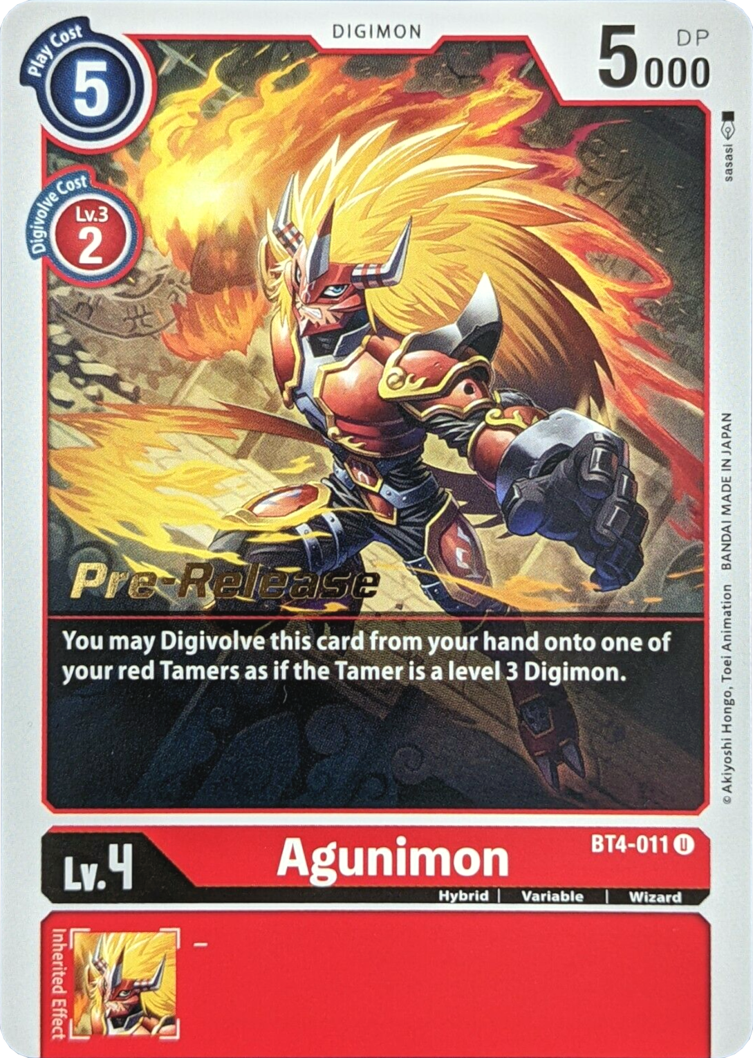 Agunimon [BT4-011] [Great Legend Pre-Release Promos] | Card Merchant Takapuna