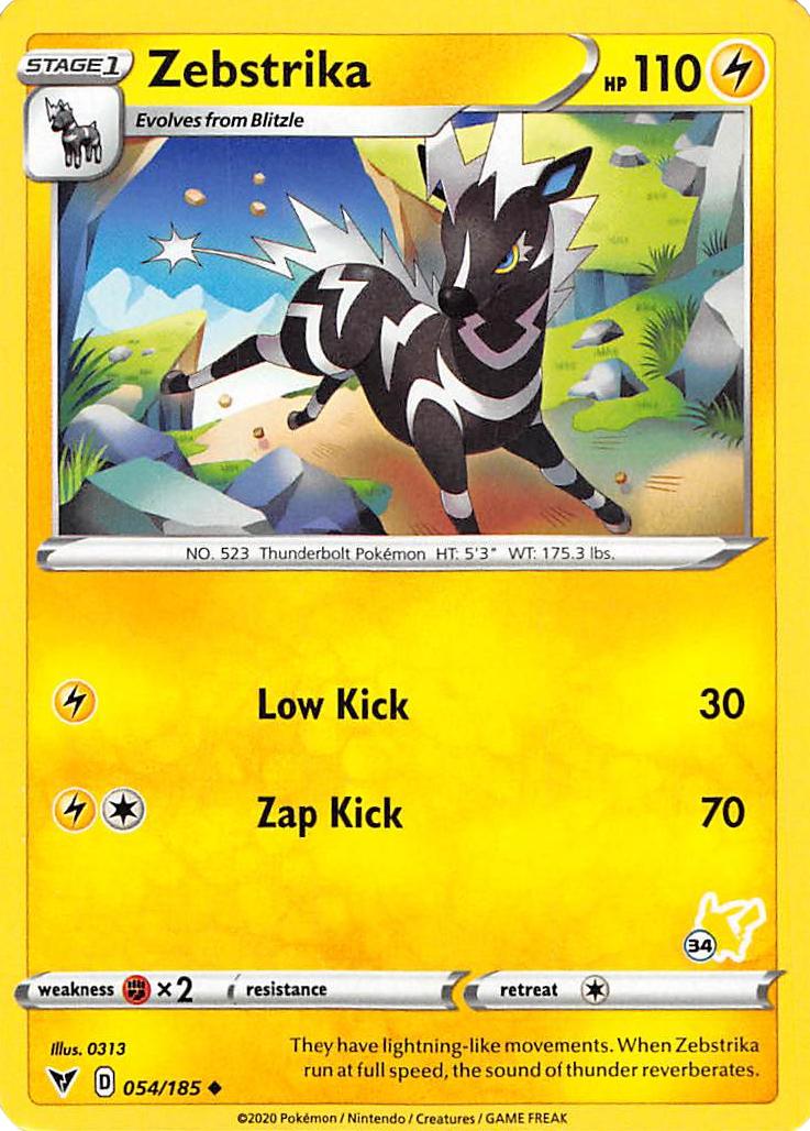 Zebstrika (054/185) (Pikachu Stamp #34) [Battle Academy 2022] | Card Merchant Takapuna