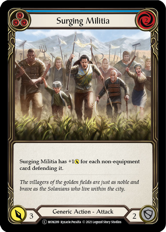 Surging Militia (Blue) [U-MON289-RF] (Monarch Unlimited)  Unlimited Rainbow Foil | Card Merchant Takapuna