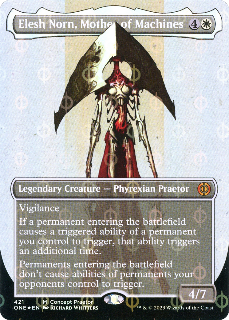 Elesh Norn, Mother of Machines (Borderless Concept Praetors Step-and-Compleat Foil) [Phyrexia: All Will Be One] | Card Merchant Takapuna