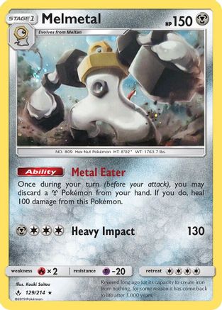 Melmetal (129/214) (Cosmos Holo) [Sun & Moon: Unbroken Bonds] | Card Merchant Takapuna