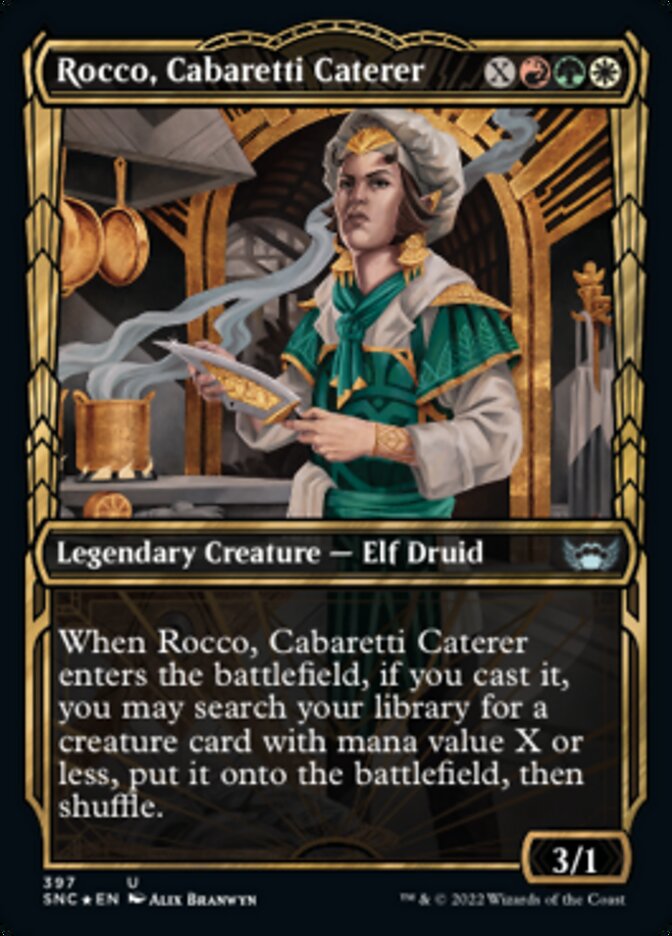 Rocco, Cabaretti Caterer (Showcase Golden Age Gilded Foil) [Streets of New Capenna] | Card Merchant Takapuna