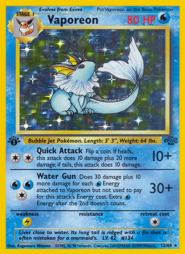 Vaporeon (12/64) [Jungle 1st Edition] | Card Merchant Takapuna