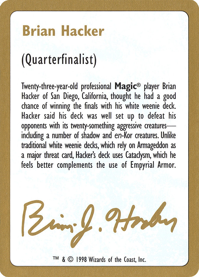 Brian Hacker Bio [World Championship Decks 1998] | Card Merchant Takapuna