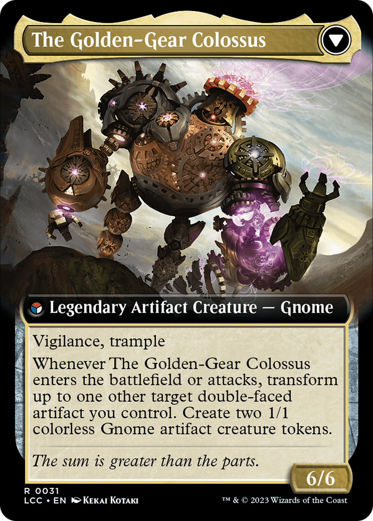 Tetzin, Gnome Champion // The Golden-Gear Colossus (Extended Art) [The Lost Caverns of Ixalan Commander] | Card Merchant Takapuna