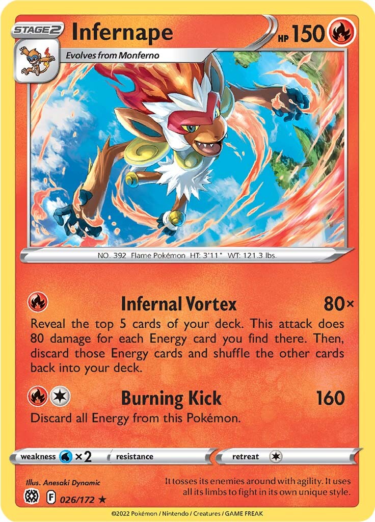 Infernape (026/172) (Theme Deck Exclusive) [Sword & Shield: Brilliant Stars] | Card Merchant Takapuna