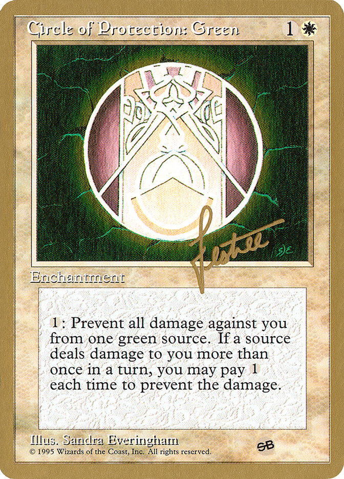 Circle of Protection: Green (Bertrand Lestree) (SB) (4ED) [Pro Tour Collector Set] | Card Merchant Takapuna