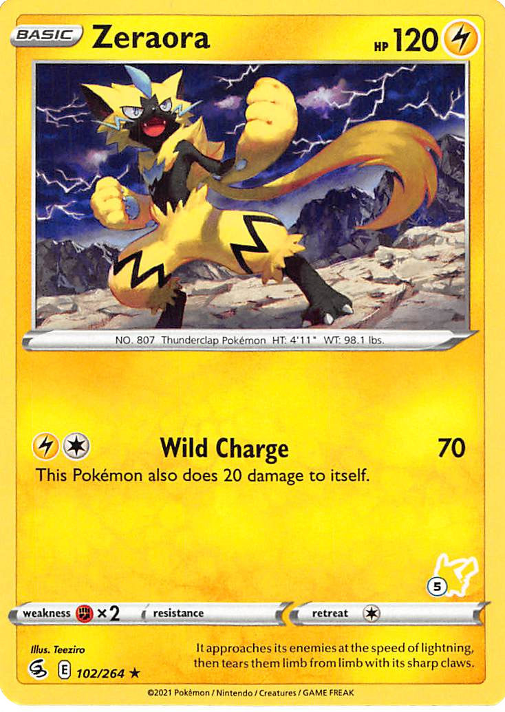 Zeraora (102/264) (Pikachu Stamp #5) [Battle Academy 2022] | Card Merchant Takapuna