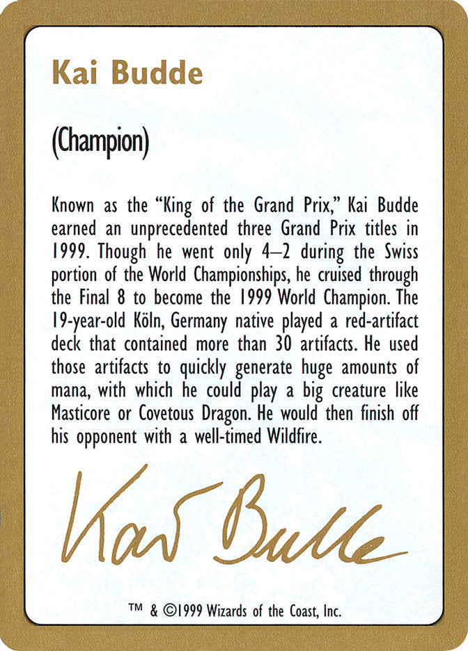 Kai Budde Bio [World Championship Decks 1999] | Card Merchant Takapuna