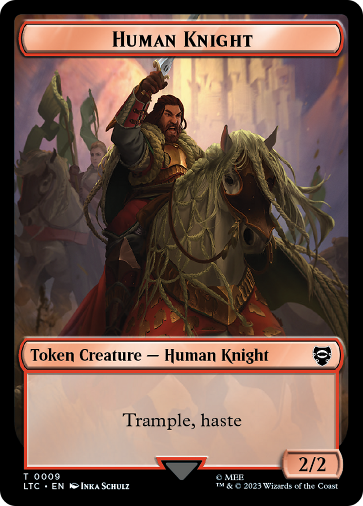 Human Knight // Human Double-Sided Token [The Lord of the Rings: Tales of Middle-Earth Commander Tokens] | Card Merchant Takapuna