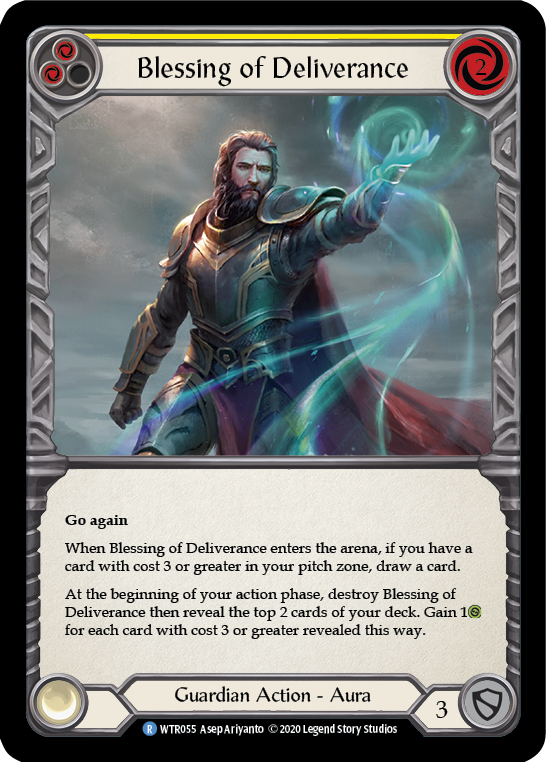 Blessing of Deliverance (Yellow) [U-WTR055] (Welcome to Rathe Unlimited)  Unlimited Rainbow Foil | Card Merchant Takapuna