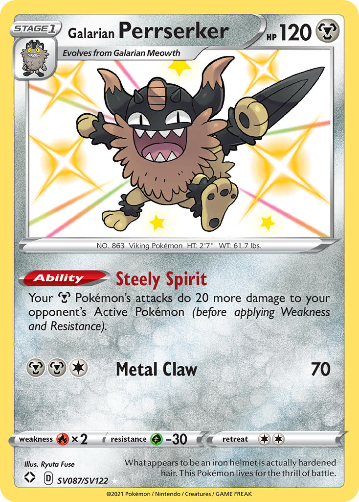 Galarian Perrserker (SV087/SV122) [Sword & Shield: Shining Fates] | Card Merchant Takapuna