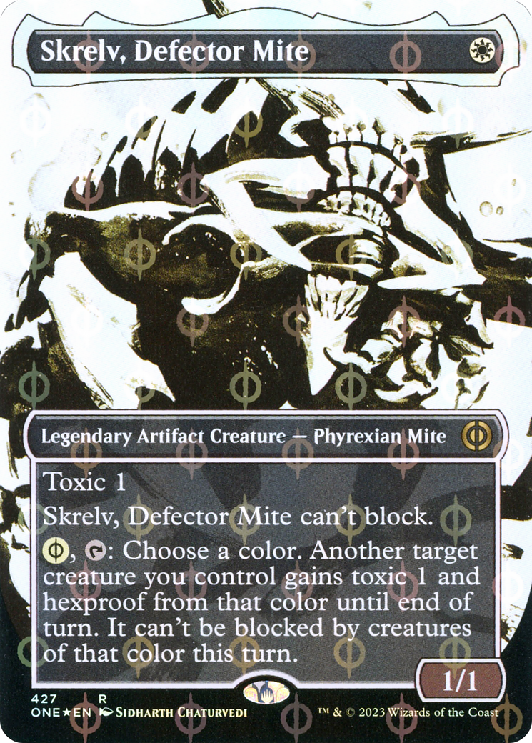 Skrelv, Defector Mite (Borderless Ichor Step-and-Compleat Foil) [Phyrexia: All Will Be One] | Card Merchant Takapuna