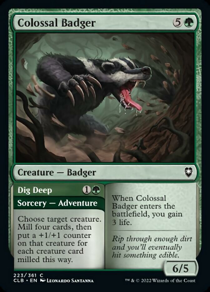 Colossal Badger // Dig Deep [Commander Legends: Battle for Baldur's Gate] | Card Merchant Takapuna