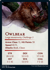 Owlbear Art Card [Dungeons & Dragons: Adventures in the Forgotten Realms Art Series] | Card Merchant Takapuna