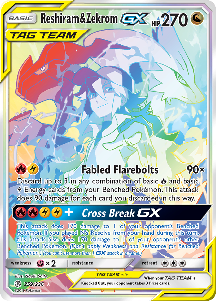 Reshiram & Zekrom GX (259/236) [Sun & Moon: Cosmic Eclipse] | Card Merchant Takapuna