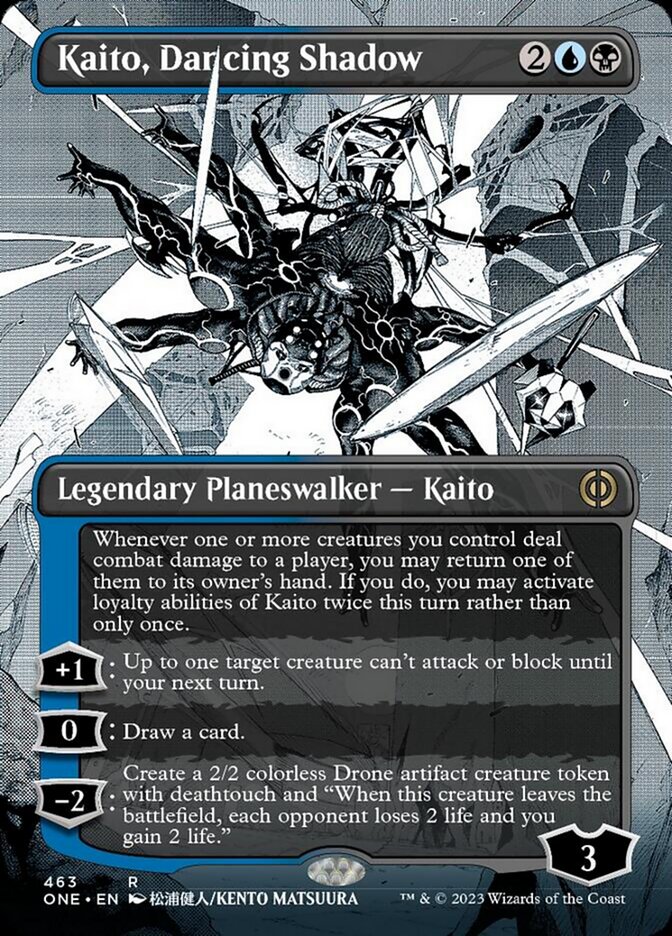 Kaito, Dancing Shadow (Borderless Manga Step-and-Compleat Foil) [Phyrexia: All Will Be One] | Card Merchant Takapuna