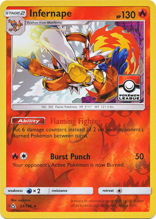 Infernape (23/156) (League Promo) [Sun & Moon: Ultra Prism] | Card Merchant Takapuna