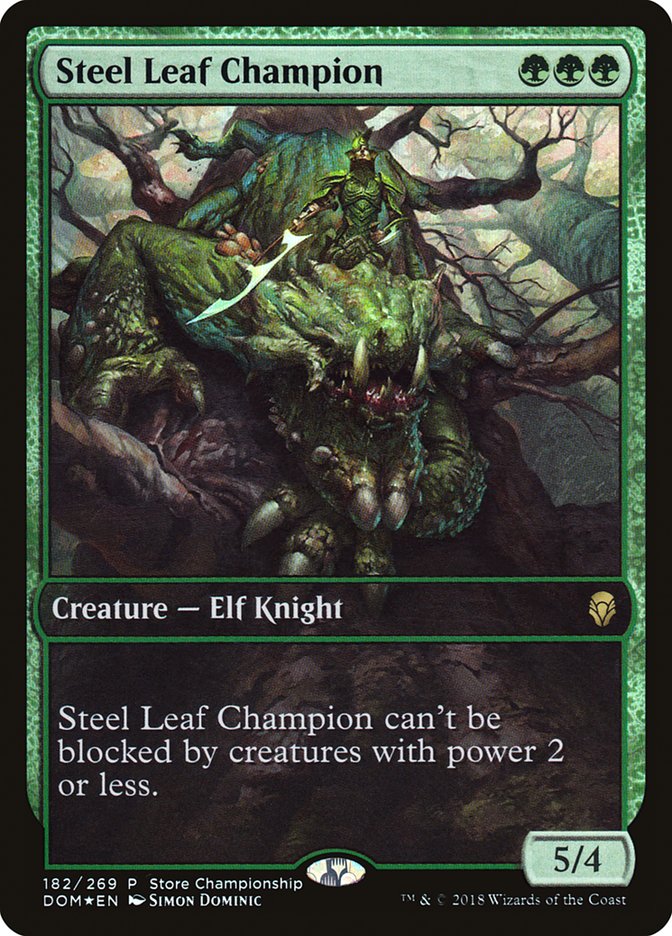 Steel Leaf Champion (Store Championship) (Full Art) [Dominaria Promos] | Card Merchant Takapuna