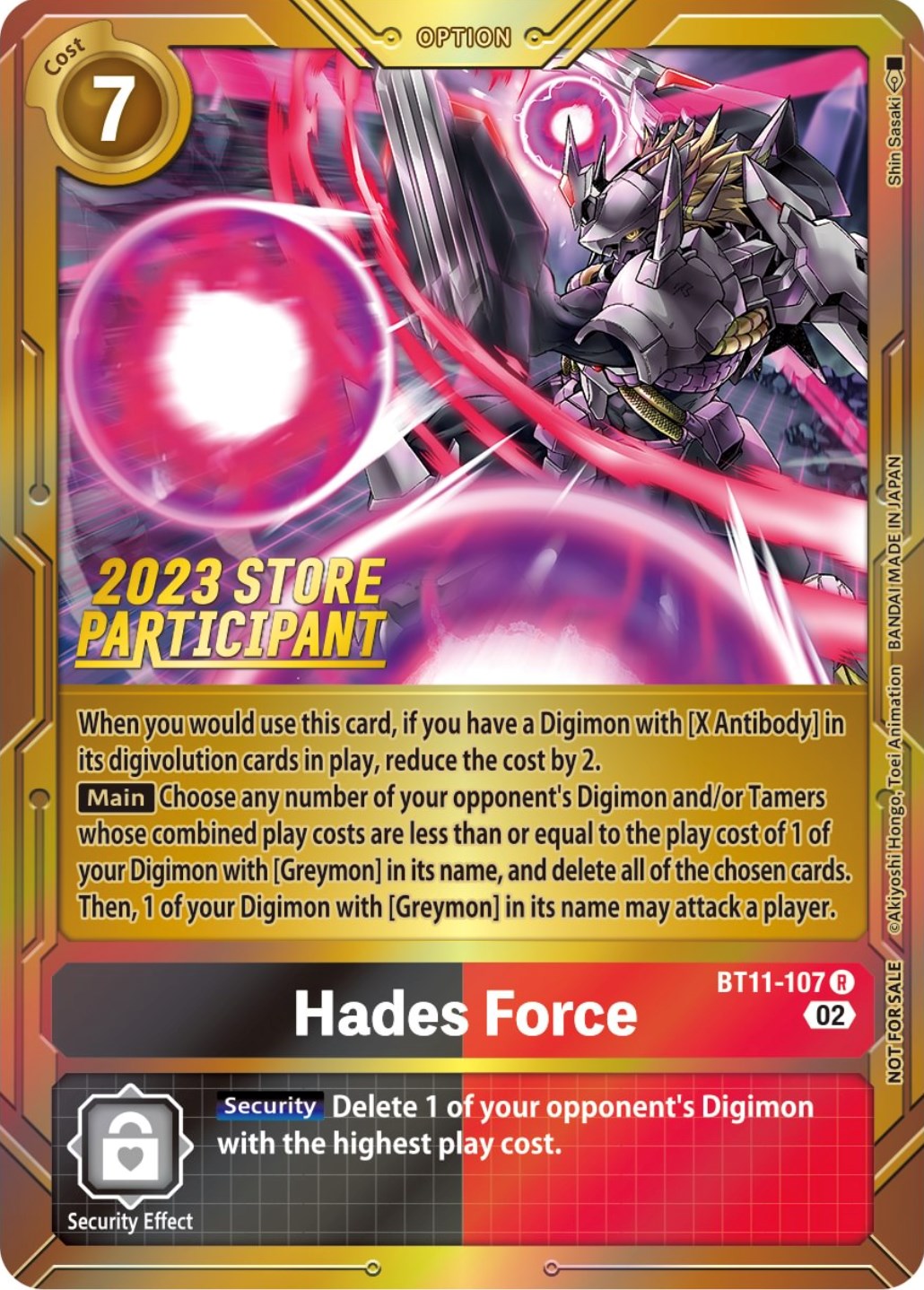 Hades Force [BT11-107] (2023 Store Participant) [Dimensional Phase Promos] | Card Merchant Takapuna