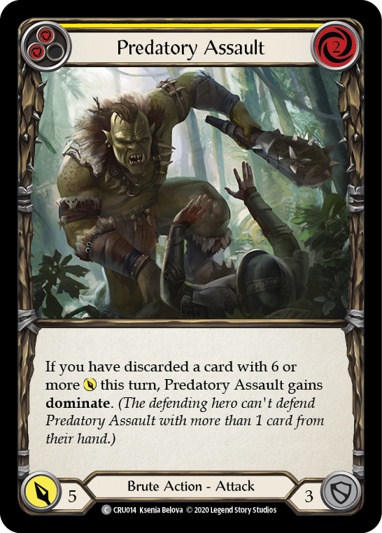 Predatory Assault (Yellow) [CRU014] (Crucible of War)  1st Edition Normal | Card Merchant Takapuna