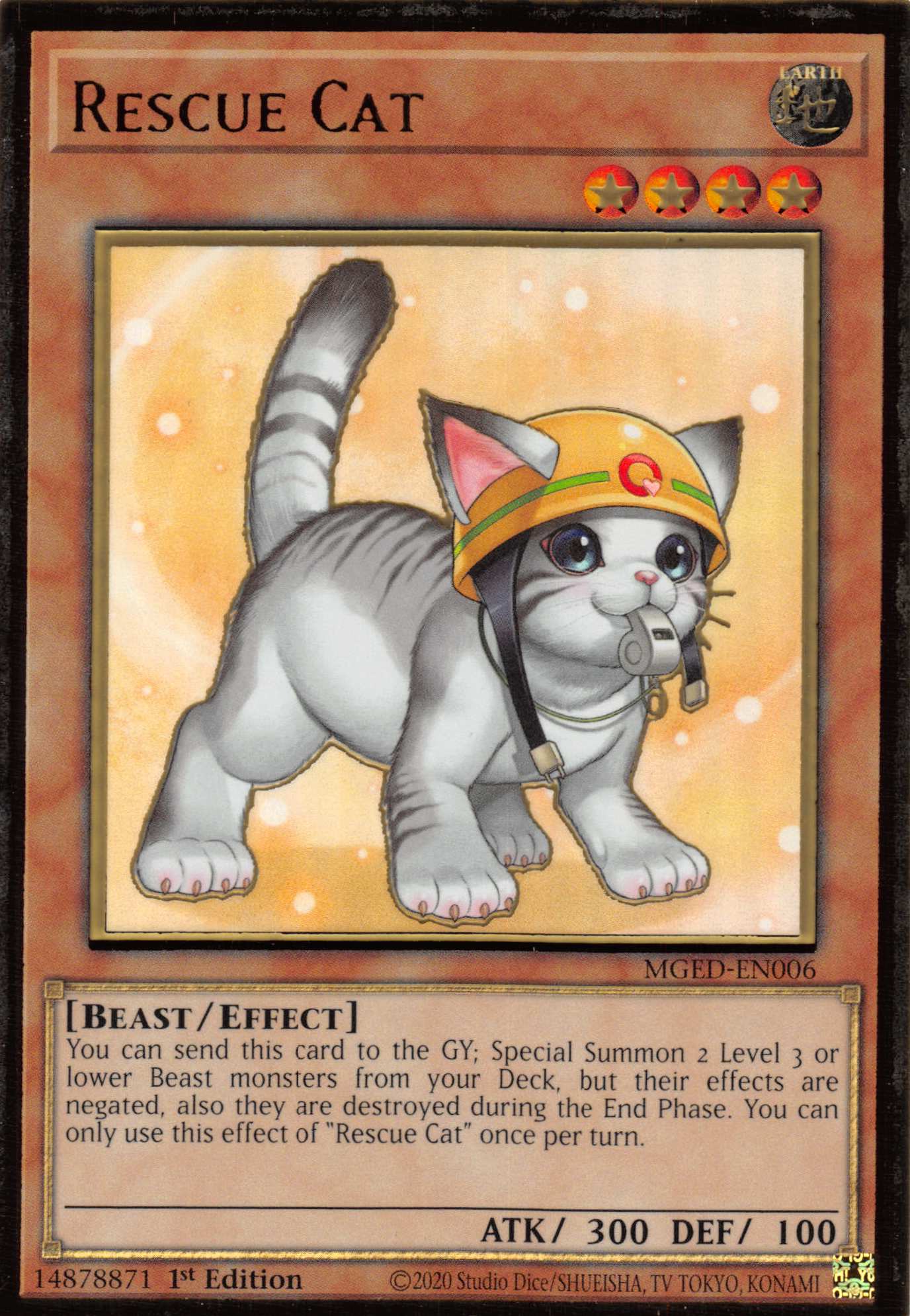 Rescue Cat (Alternate Art) [MGED-EN006] Gold Rare | Card Merchant Takapuna