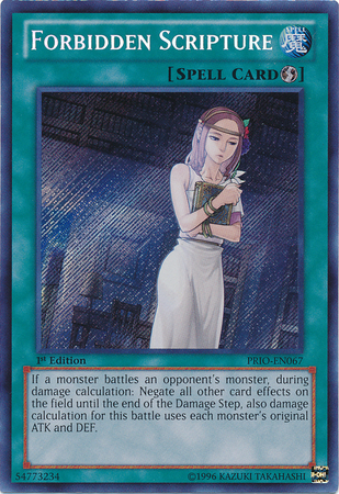 Forbidden Scripture [PRIO-EN067] Secret Rare | Card Merchant Takapuna