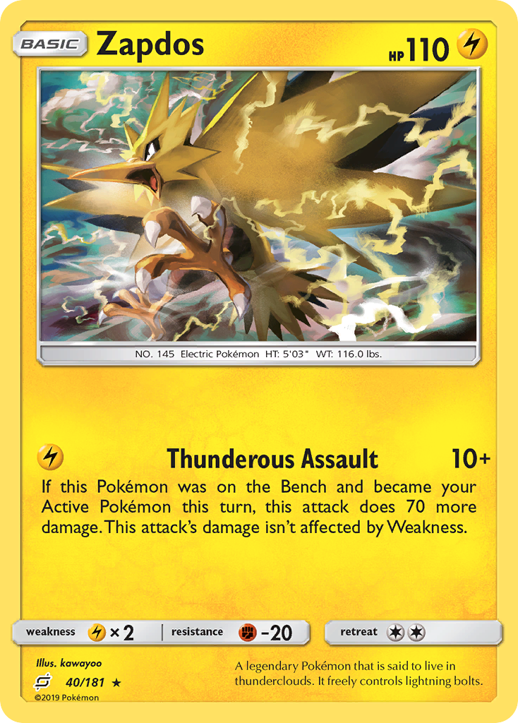 Zapdos (40/181) [Sun & Moon: Team Up] | Card Merchant Takapuna