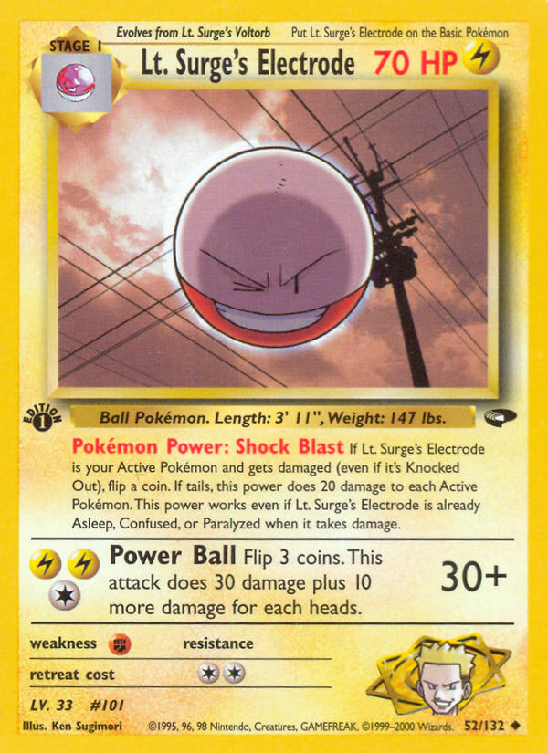 Lt. Surge's Electrode (52/132) [Gym Challenge 1st Edition] | Card Merchant Takapuna