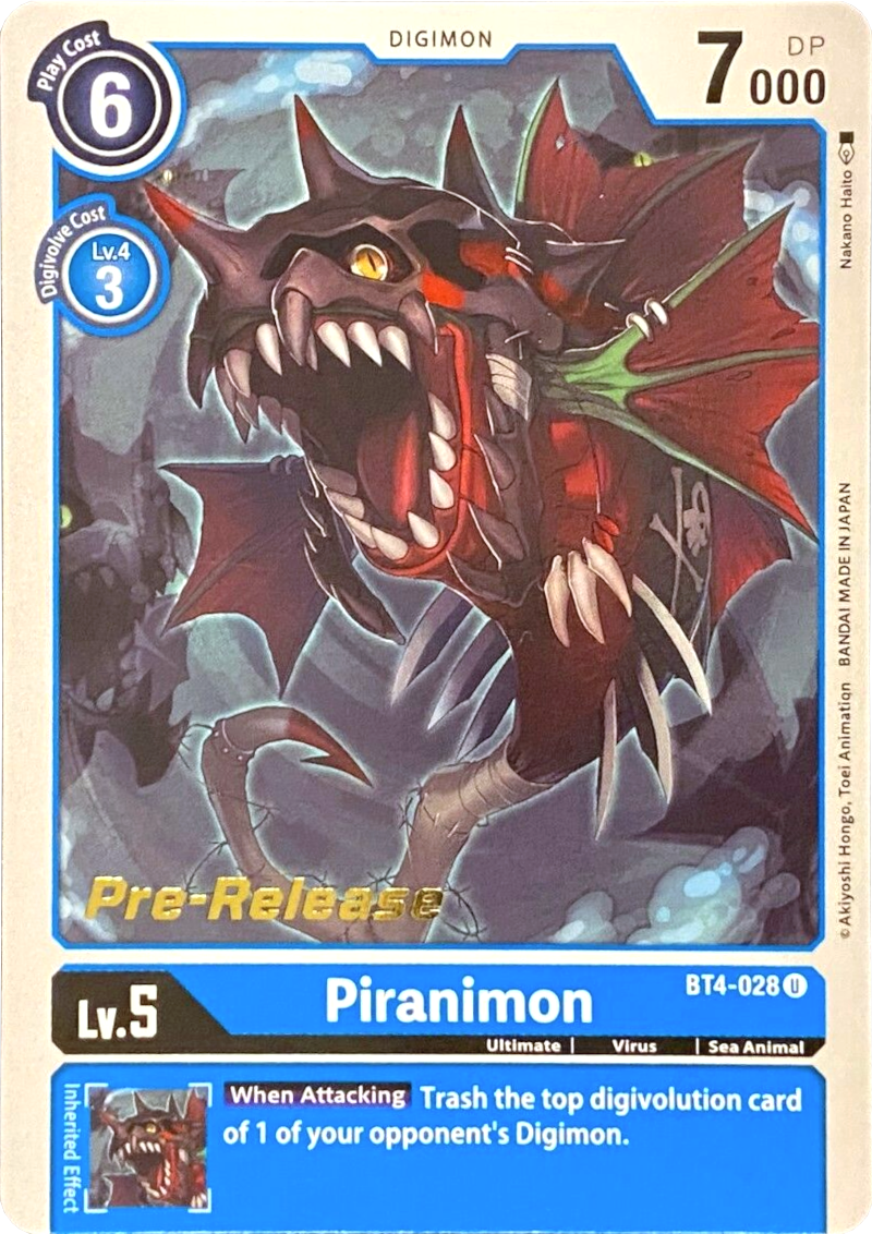 Piranimon [BT4-028] [Great Legend Pre-Release Promos] | Card Merchant Takapuna