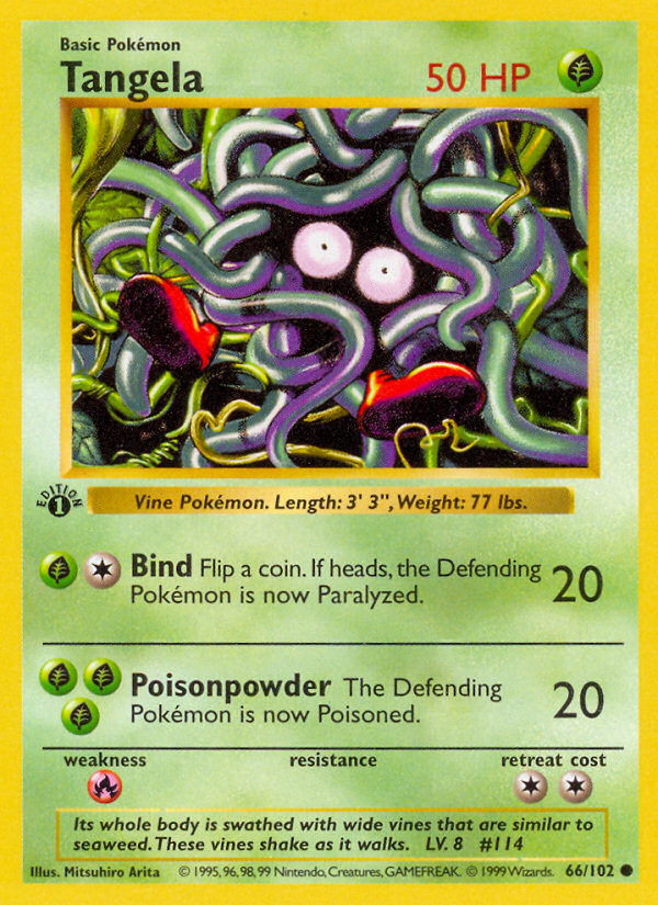 Tangela (66/102) (Shadowless) [Base Set 1st Edition] | Card Merchant Takapuna