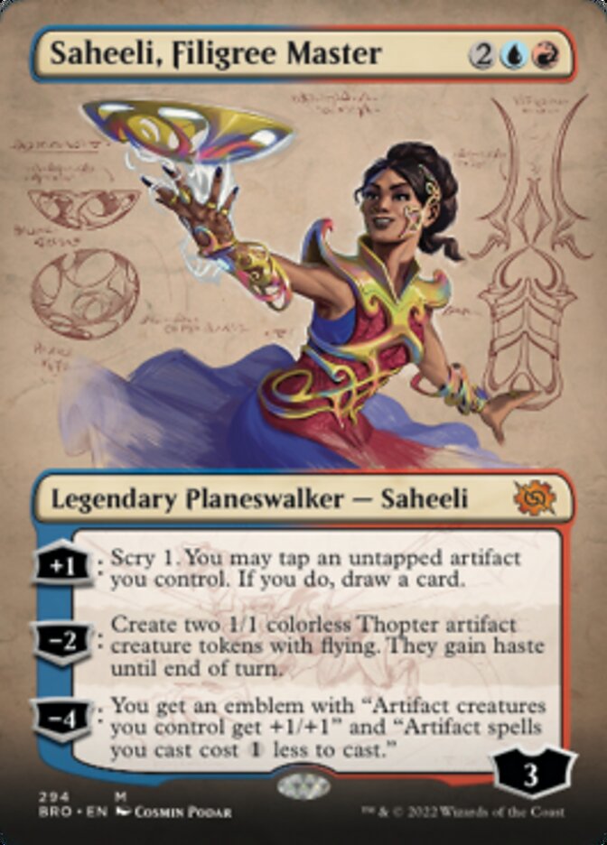 Saheeli, Filigree Master (Borderless Alternate Art) [The Brothers' War] | Card Merchant Takapuna