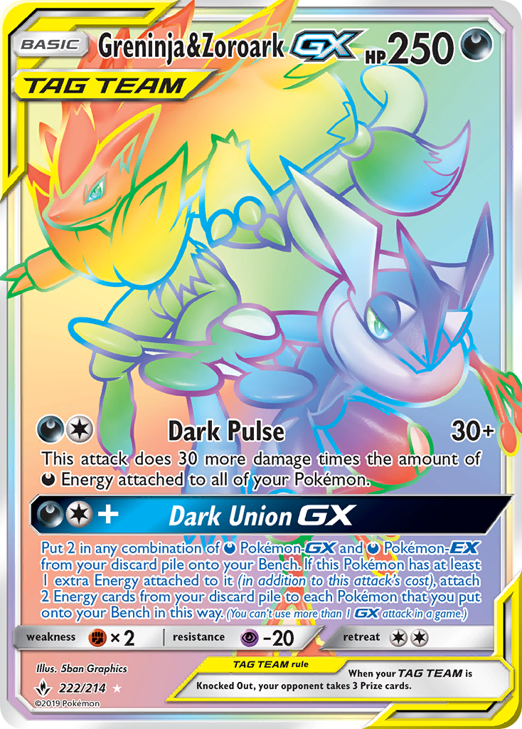 Greninja & Zoroark GX (222/214) [Sun & Moon: Unbroken Bonds] | Card Merchant Takapuna