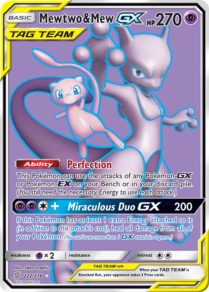 Mewtwo & Mew GX (222/236) [Sun & Moon: Unified Minds] | Card Merchant Takapuna